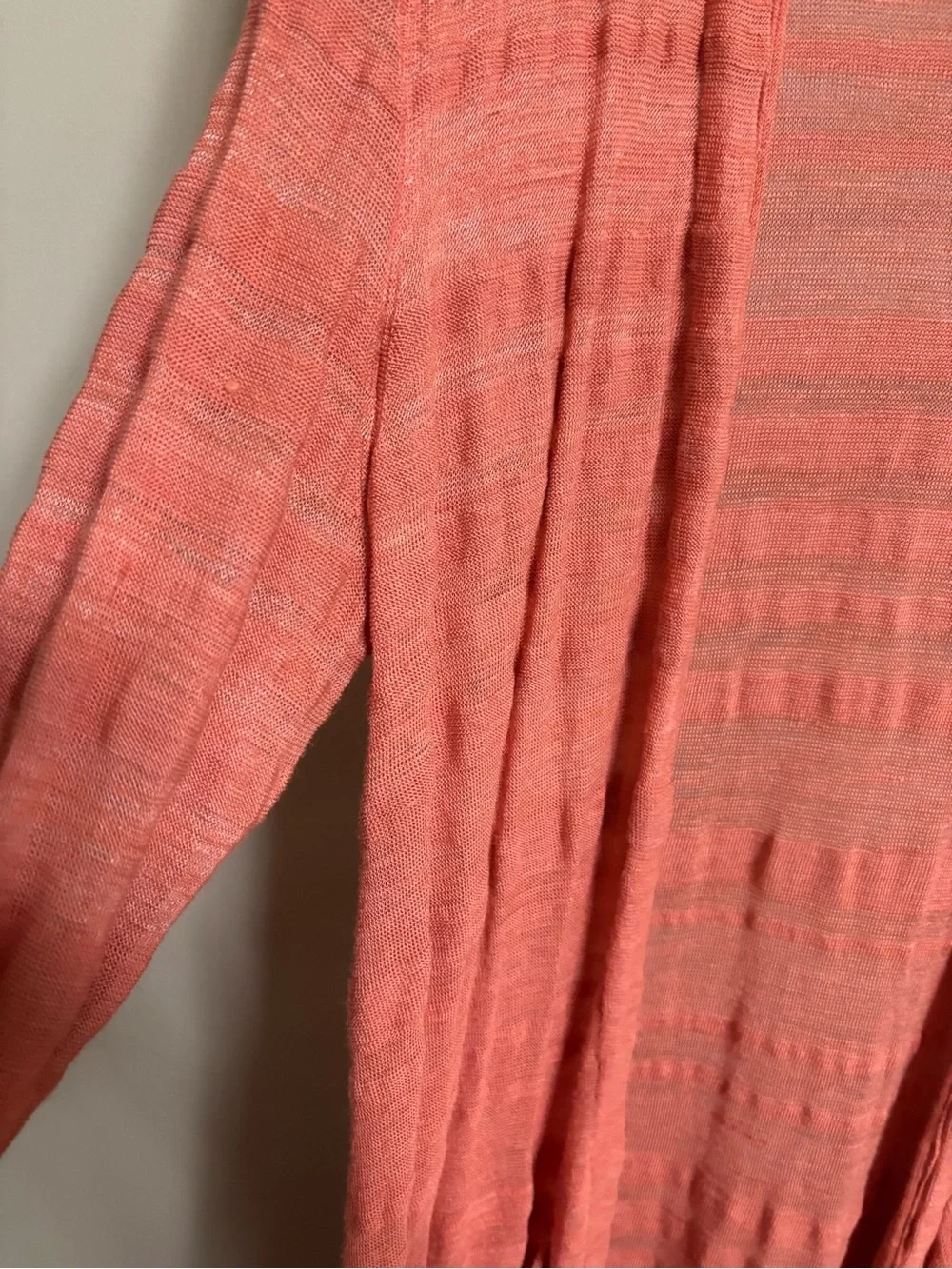 MOTH Anthropologie Early Sun Coral Duster Summer Cardigan Size Small Linen Blend